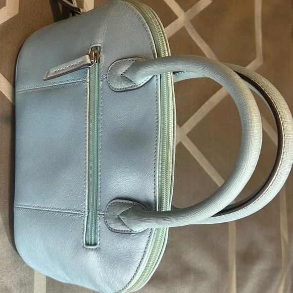 Tignanello Light Blue Leather Satchel Purse - Picture 5 of 12